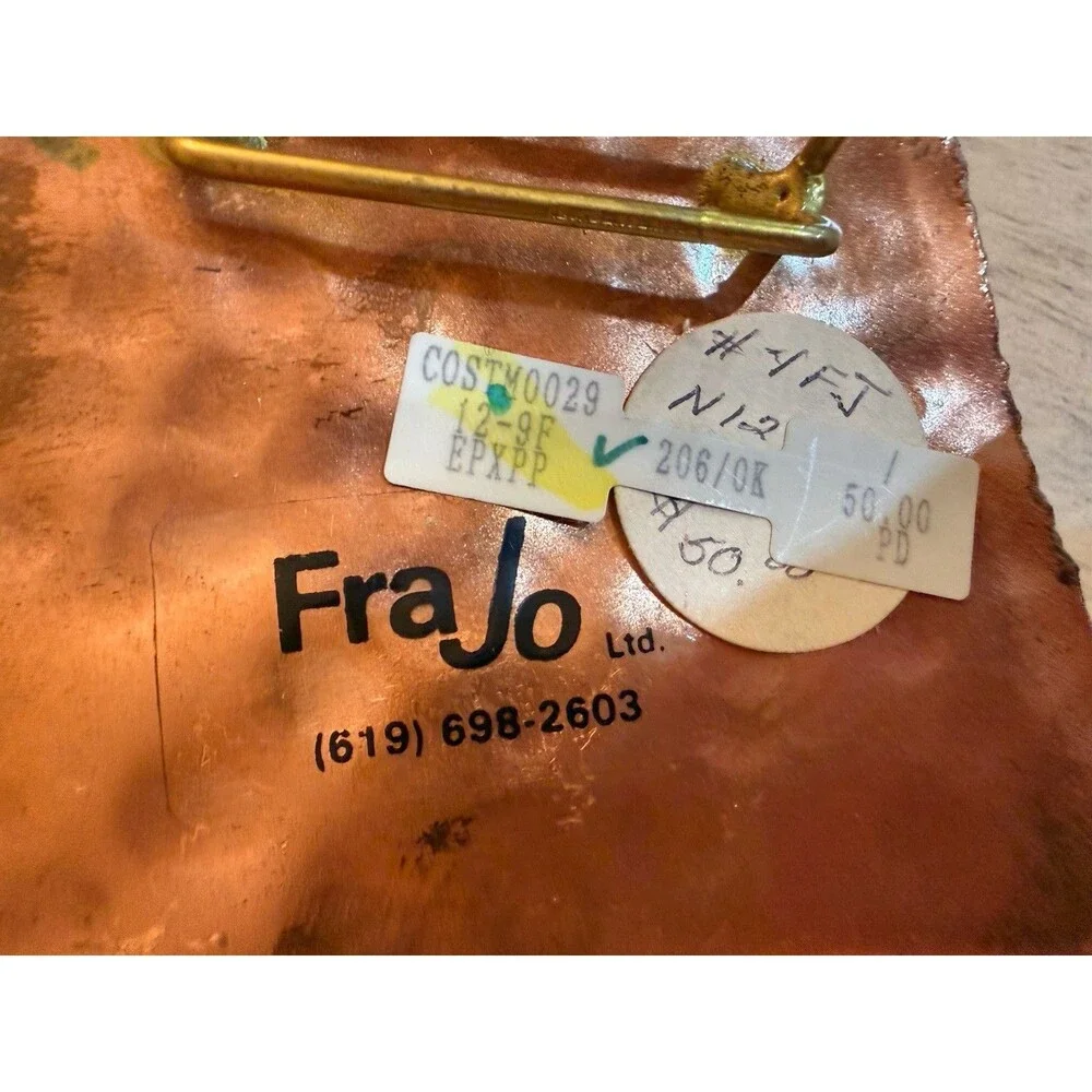 Vintage FraJo Modernist Brutalist Sculptural Belt Buckle 1980s Copper Hammered